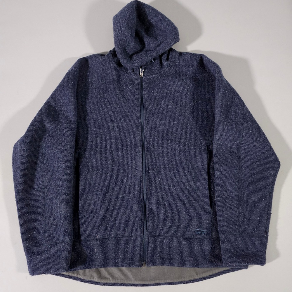 Outdoor Research Exit Hoody Mens Large Blue Wool Blend Full Zip Jacket